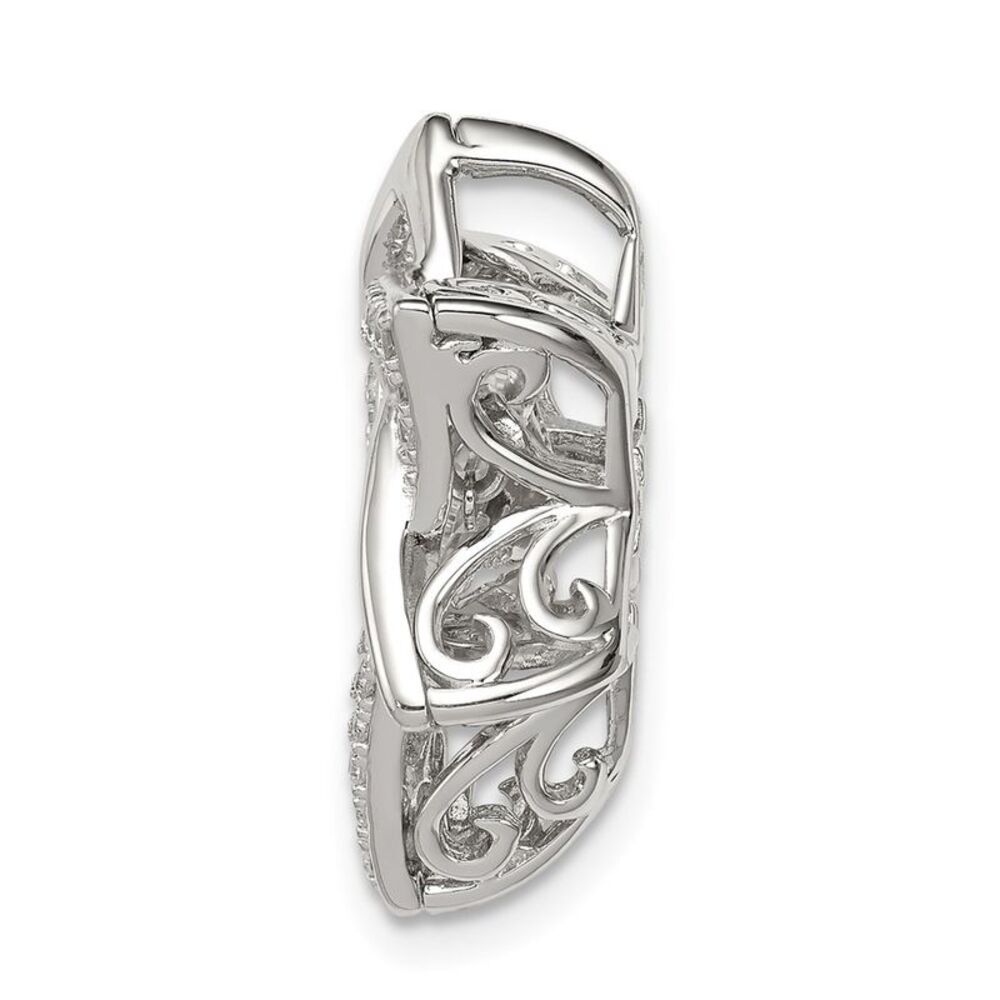 Platinum Plated Sterling Silver & CZ Star of David Pendant, 19 x 22mm - Picture 2 of 5
